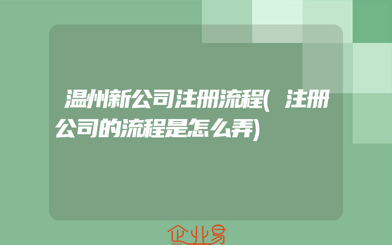 温州新公司注册流程(注册公司的流程是怎么弄)