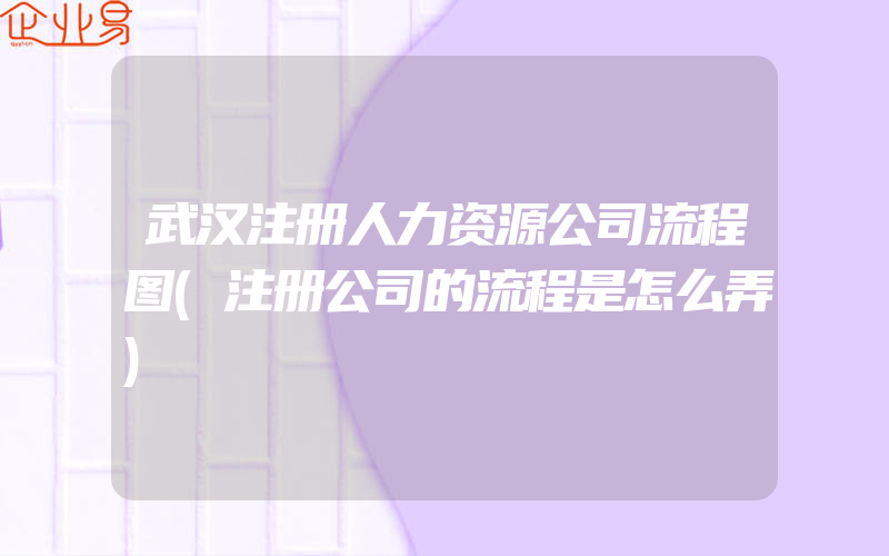 武汉注册人力资源公司流程图(注册公司的流程是怎么弄)