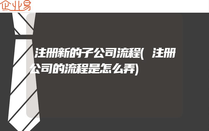 注册新的子公司流程(注册公司的流程是怎么弄)