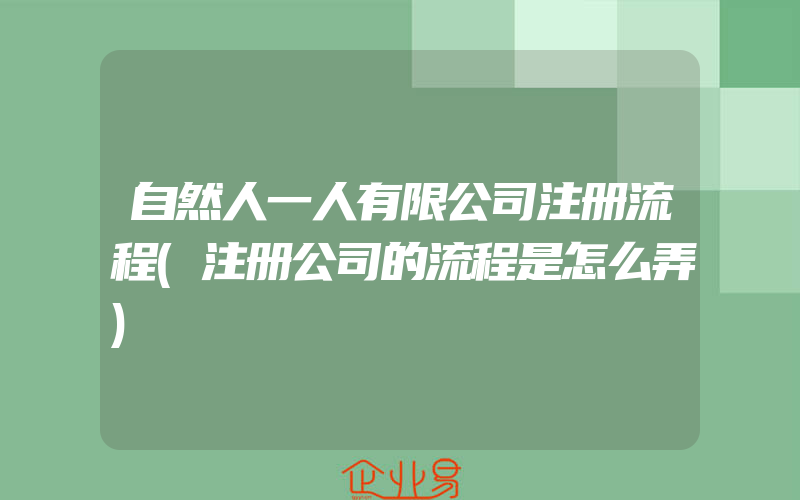 自然人一人有限公司注册流程(注册公司的流程是怎么弄)