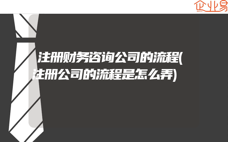 注册财务咨询公司的流程(注册公司的流程是怎么弄)