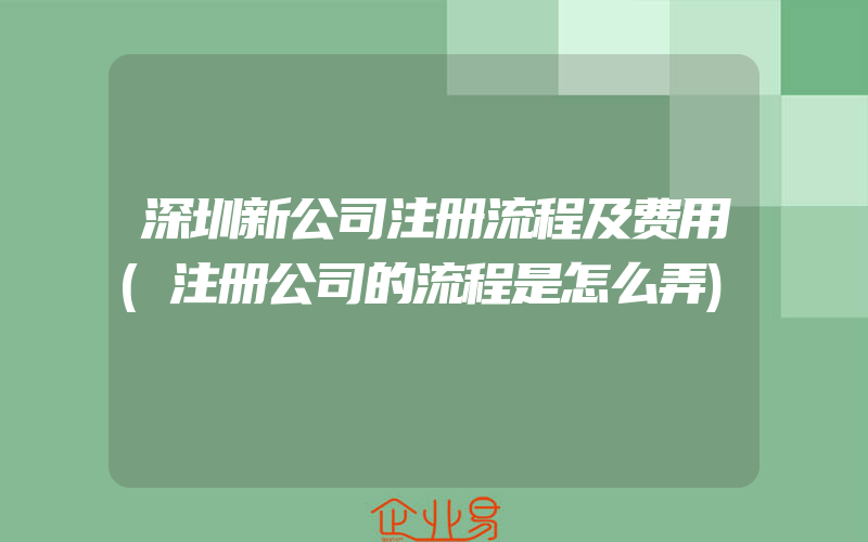 深圳新公司注册流程及费用(注册公司的流程是怎么弄)