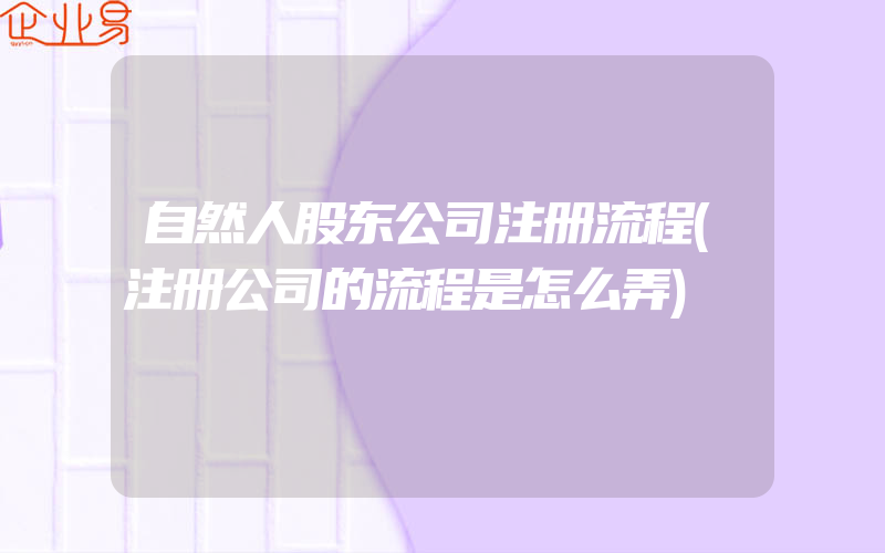 自然人股东公司注册流程(注册公司的流程是怎么弄)