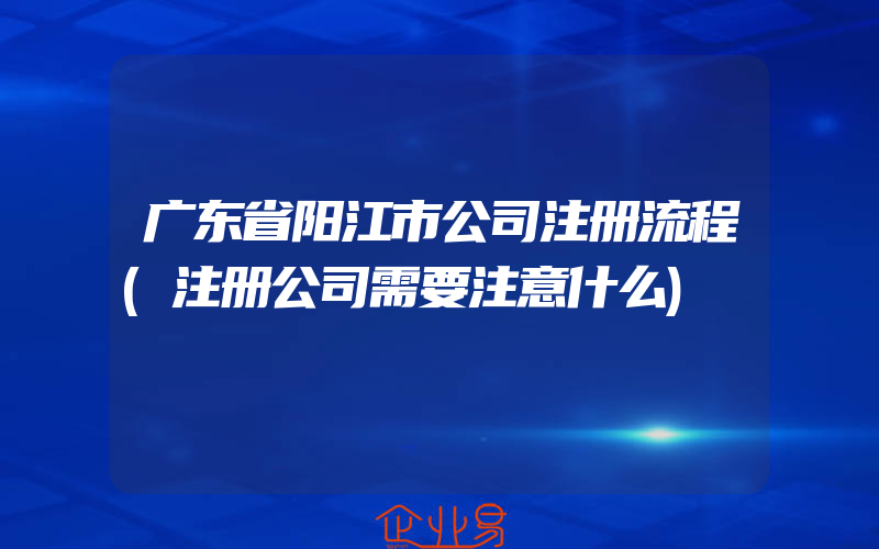 广东省阳江市公司注册流程(注册公司需要注意什么)