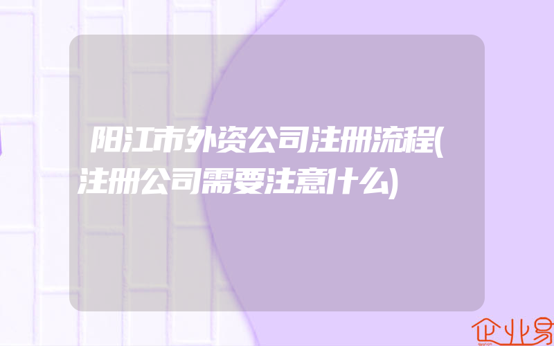 阳江市外资公司注册流程(注册公司需要注意什么)