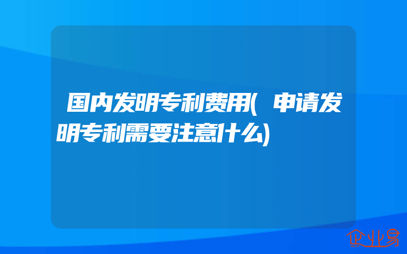 国内发明专利费用(申请发明专利需要注意什么)