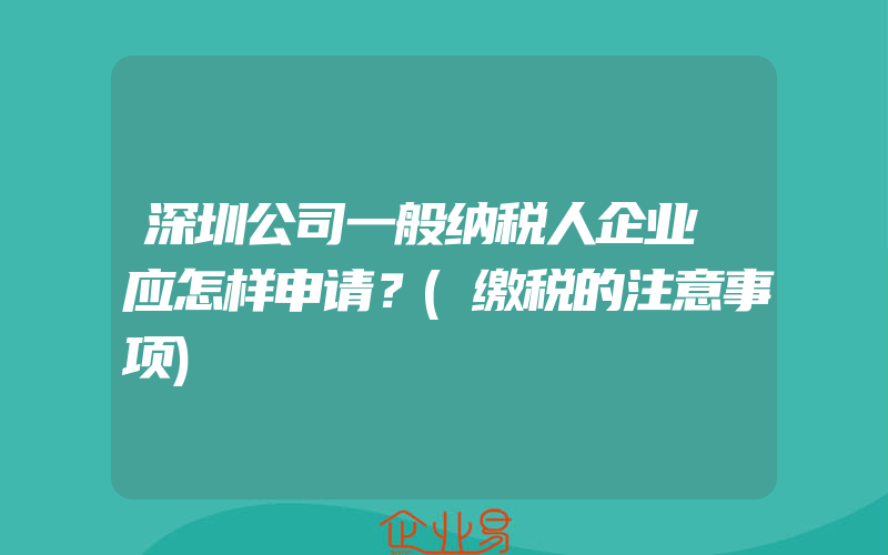 深圳公司一般纳税人企业​应怎样申请？(缴税的注意事项)