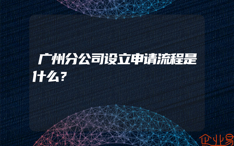 广州分公司设立申请流程是什么？