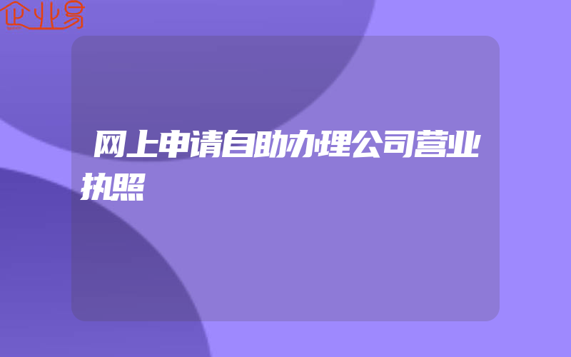 网上申请自助办理公司营业执照