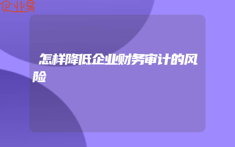 怎样降低企业财务审计的风险