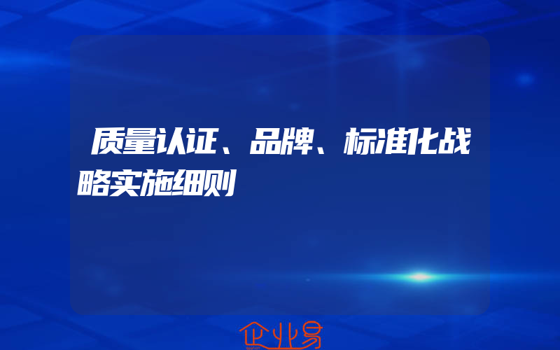 质量认证、品牌、标准化战略实施细则