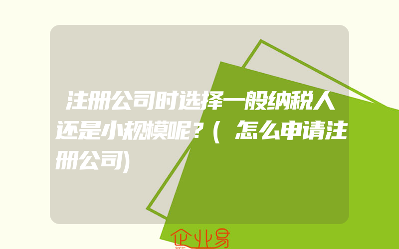 注册公司时选择一般纳税人还是小规模呢？(怎么申请注册公司)