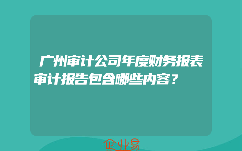 广州审计公司年度财务报表审计报告包含哪些内容？