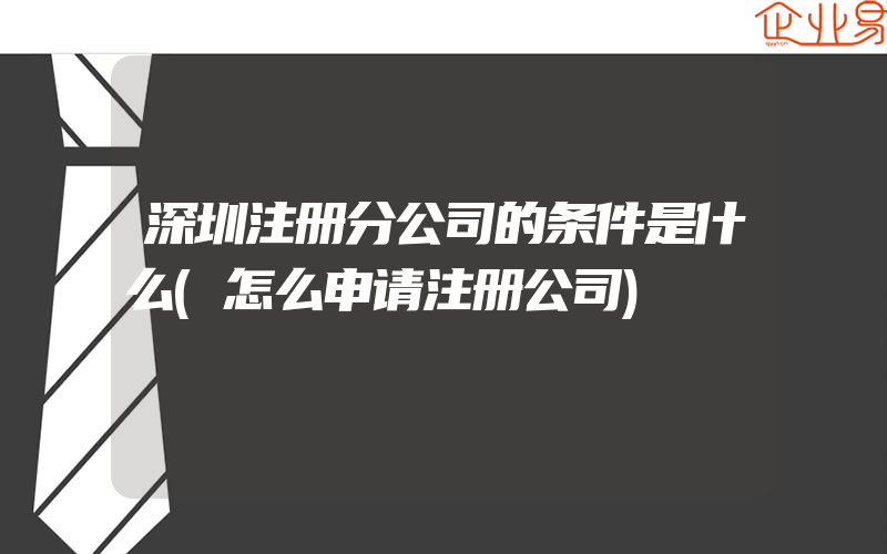 深圳注册分公司的条件是什么(怎么申请注册公司)