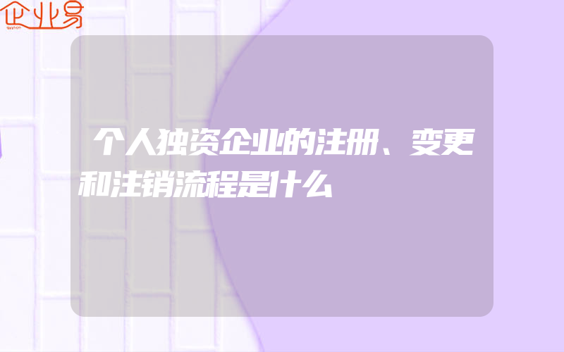 个人独资企业的注册、变更和注销流程是什么