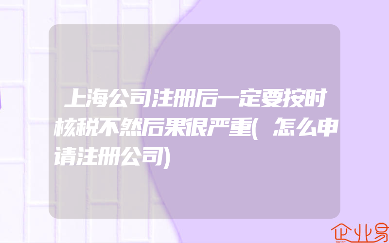 上海公司注册后一定要按时核税不然后果很严重(怎么申请注册公司)