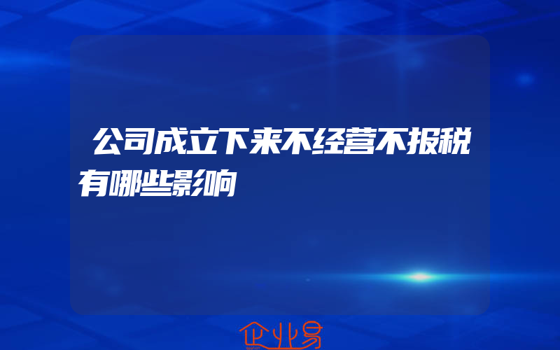 公司成立下来不经营不报税有哪些影响