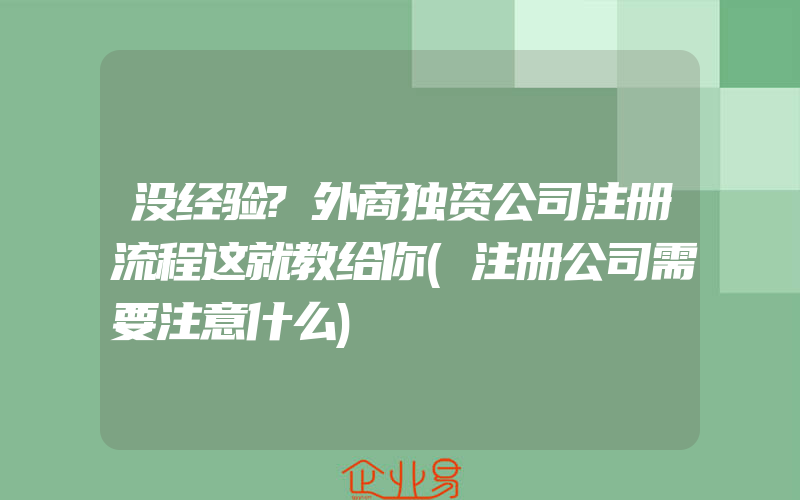 没经验?外商独资公司注册流程这就教给你(注册公司需要注意什么)