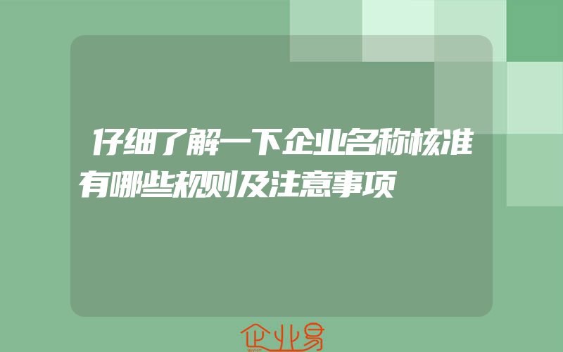 仔细了解一下企业名称核准有哪些规则及注意事项