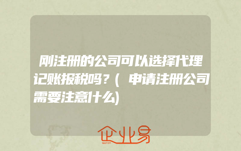 刚注册的公司可以选择代理记账报税吗？(申请注册公司需要注意什么)