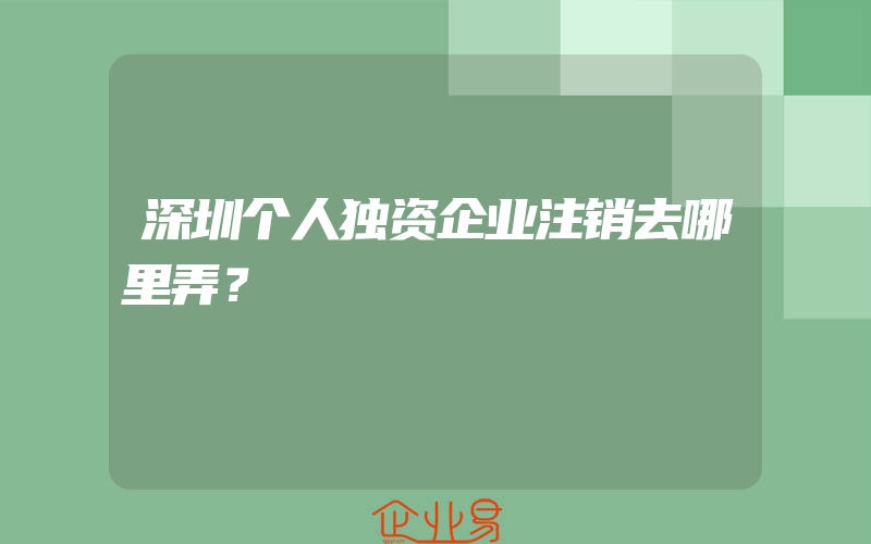 深圳个人独资企业注销去哪里弄？