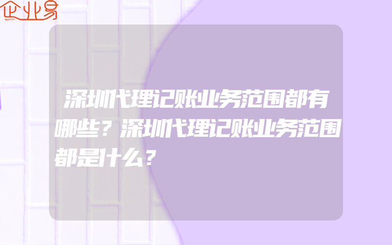 深圳代理记账业务范围都有哪些？深圳代理记账业务范围都是什么？