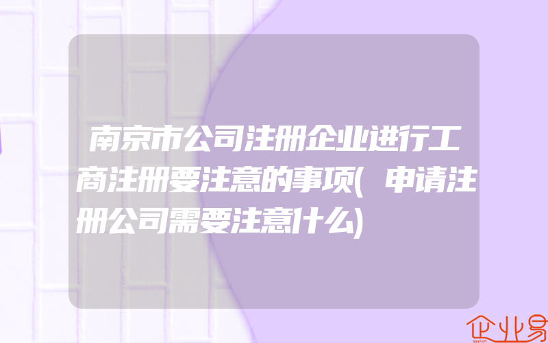 南京市公司注册企业进行工商注册要注意的事项(申请注册公司需要注意什么)