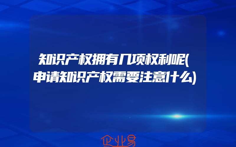 知识产权拥有几项权利呢(申请知识产权需要注意什么)