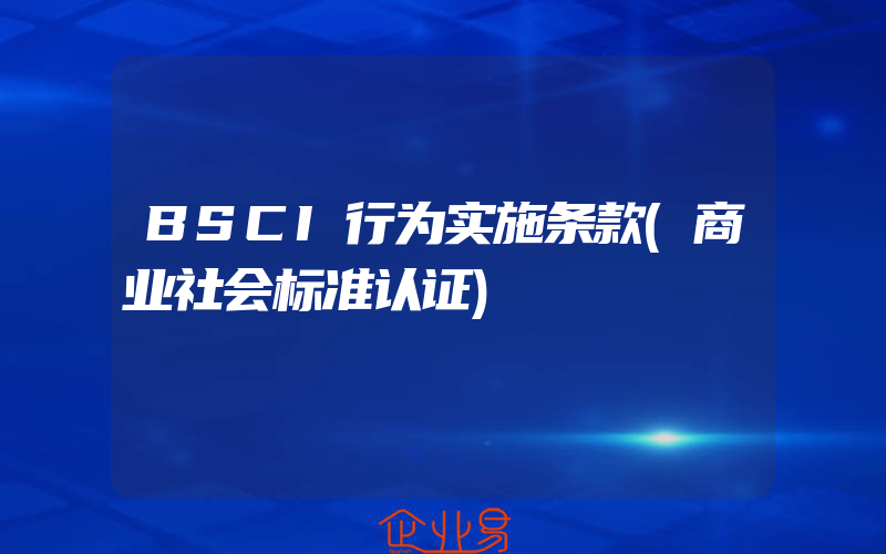 BSCI行为实施条款(商业社会标准认证)