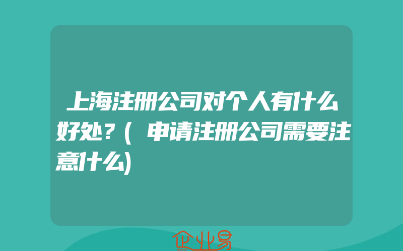 上海注册公司对个人有什么好处？(申请注册公司需要注意什么)