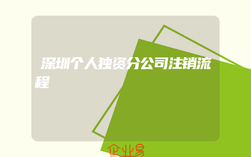 深圳个人独资分公司注销流程