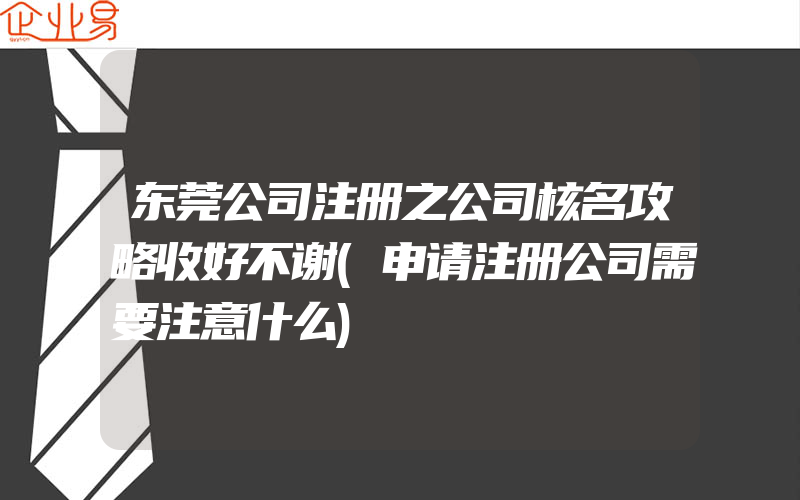 东莞公司注册之公司核名攻略收好不谢(申请注册公司需要注意什么)