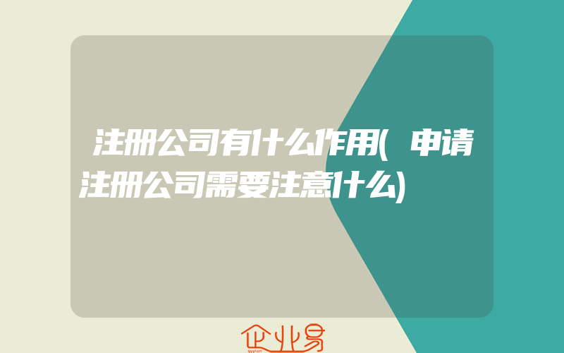 注册公司有什么作用(申请注册公司需要注意什么)