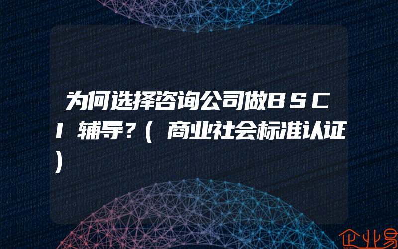 为何选择咨询公司做BSCI辅导？(商业社会标准认证)