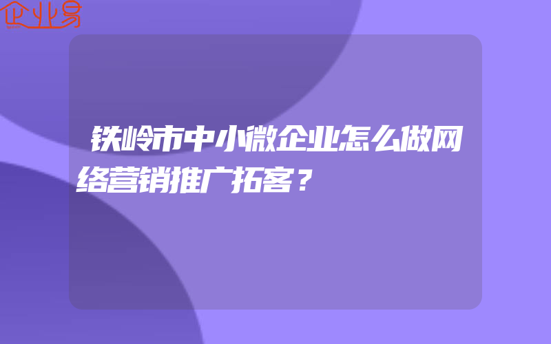 铁岭市中小微企业怎么做网络营销推广拓客？