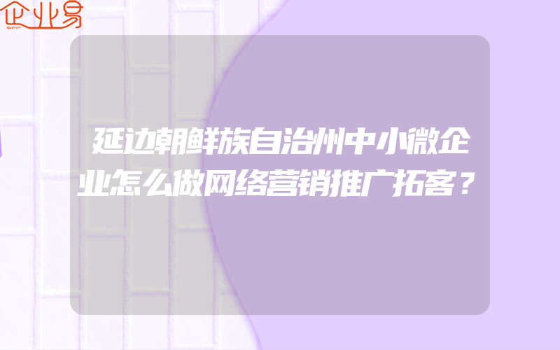 延边朝鲜族自治州中小微企业怎么做网络营销推广拓客？