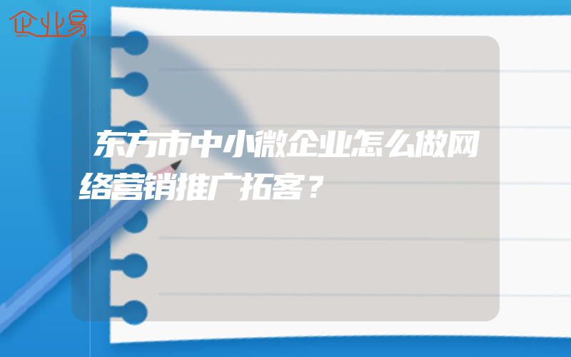 东方市中小微企业怎么做网络营销推广拓客？