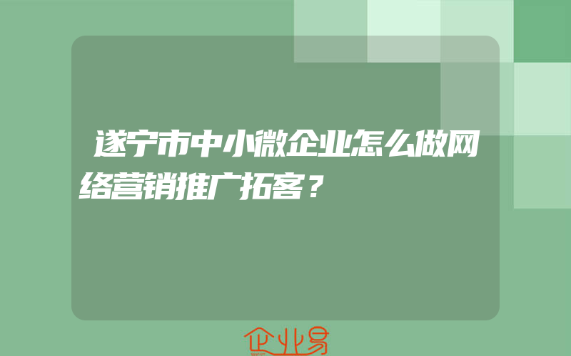 遂宁市中小微企业怎么做网络营销推广拓客？