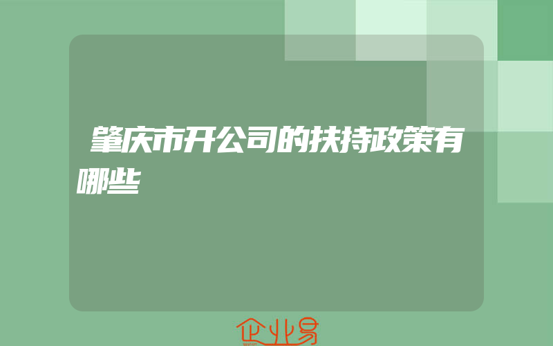 肇庆市开公司的扶持政策有哪些