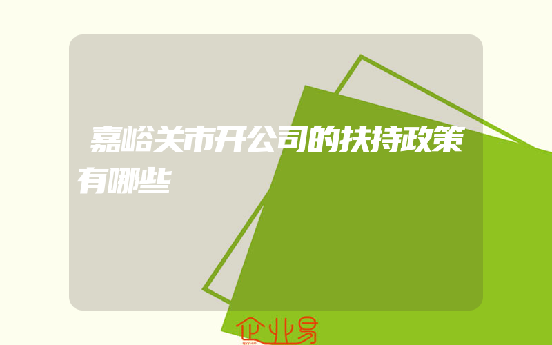 嘉峪关市开公司的扶持政策有哪些