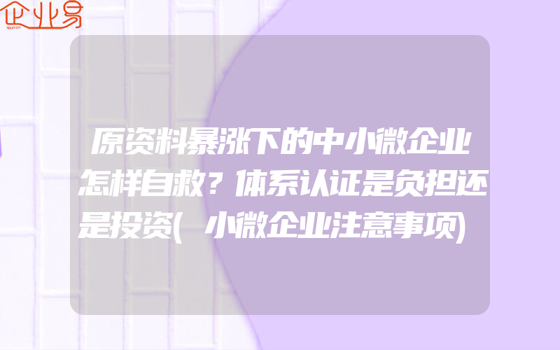 原资料暴涨下的中小微企业怎样自救？体系认证是负担还是投资(小微企业注意事项)