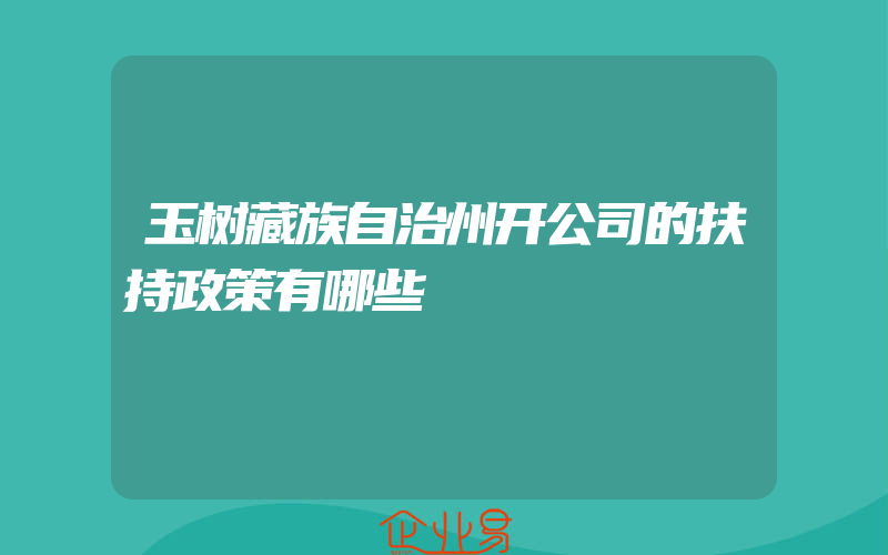 玉树藏族自治州开公司的扶持政策有哪些