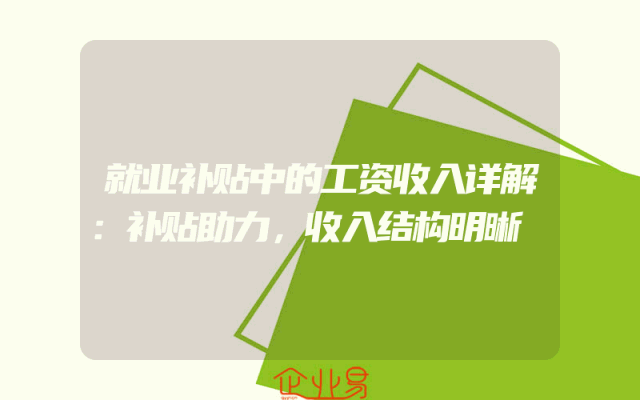 就业补贴中的工资收入详解：补贴助力，收入结构明晰