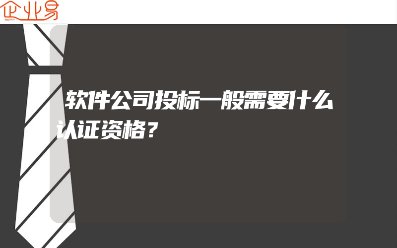 软件公司投标一般需要什么认证资格？