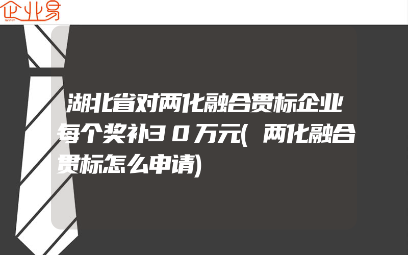 湖北省对两化融合贯标企业每个奖补30万元(两化融合贯标怎么申请)