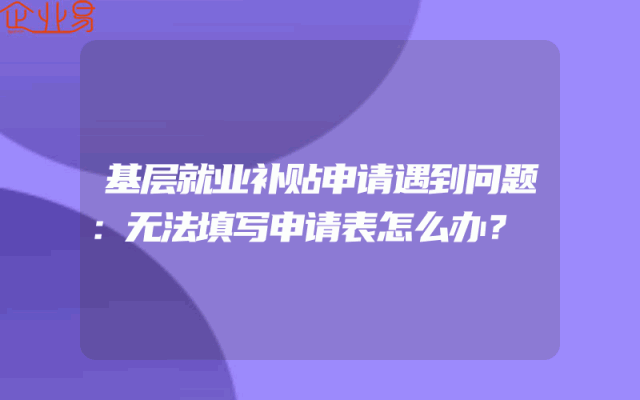 基层就业补贴申请遇到问题：无法填写申请表怎么办？