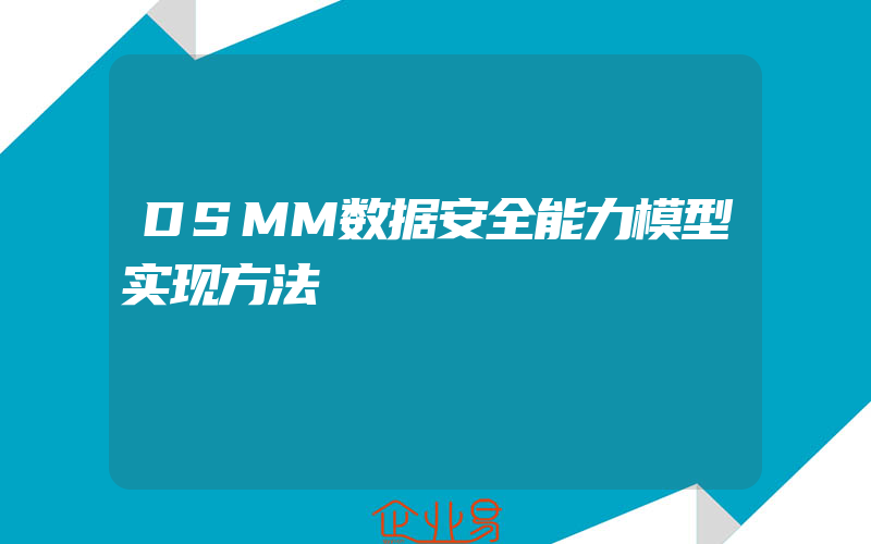 DSMM数据安全能力模型实现方法