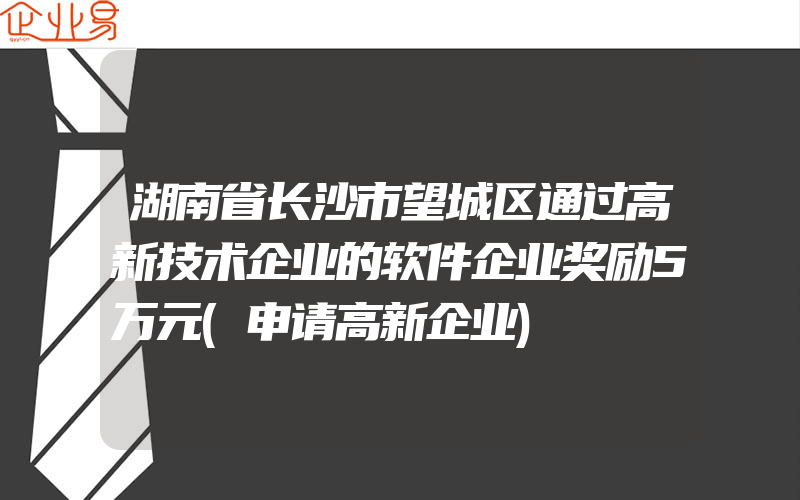 湖南省长沙市望城区通过高新技术企业的软件企业奖励5万元(申请高新企业)