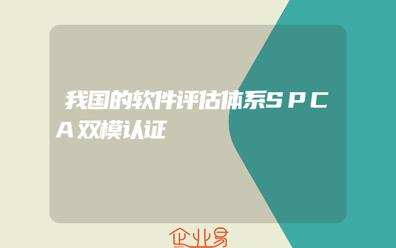 我国的软件评估体系SPCA双模认证