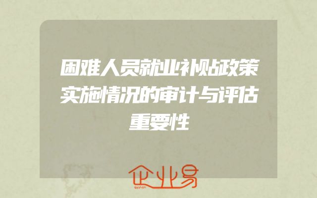 困难人员就业补贴政策实施情况的审计与评估重要性